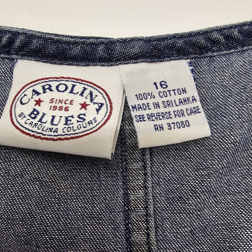 Carolina Blues Denim Womens 2 Pc Embroidered Maxi‎ Dress & Jacket Size 16 Cotton - Picture 12 of 12